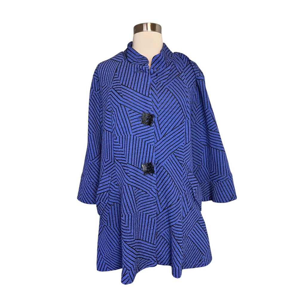 Curvesque Swing Top Swing Jacket Size 2XL Blue Black Striped Artsy